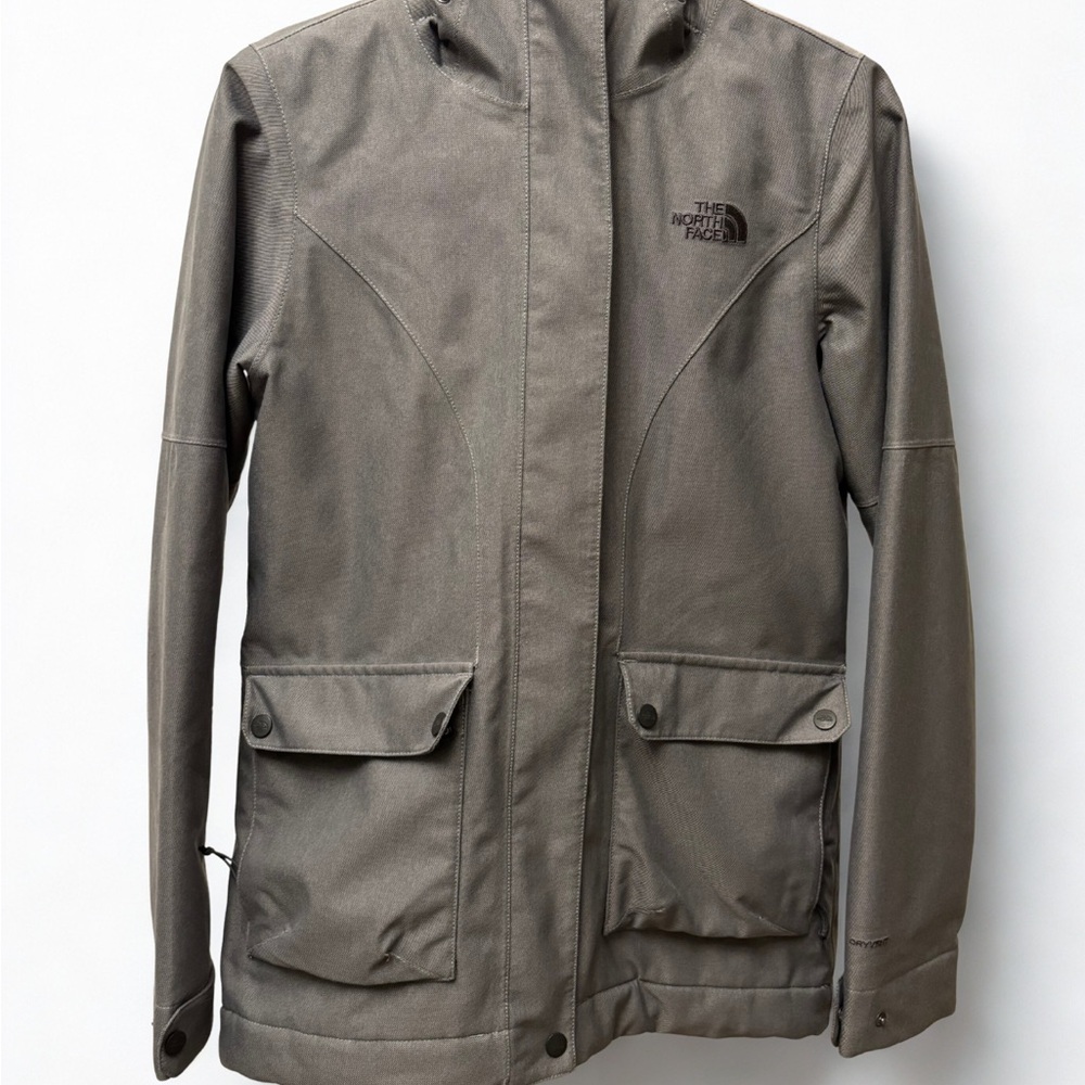The North Face Women's XS Gray Hooded Full Zip Mid-Length Jacket